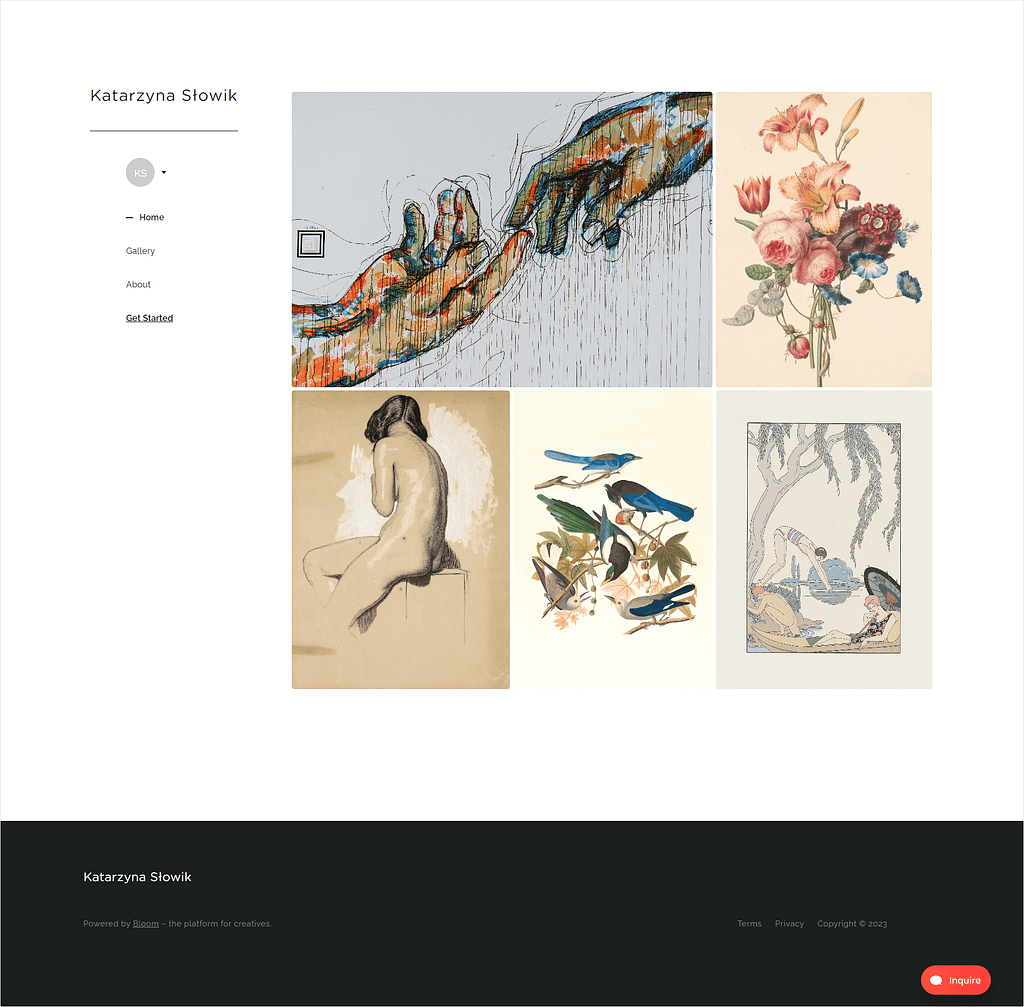 Screenshot of Bloom's portfolio website.