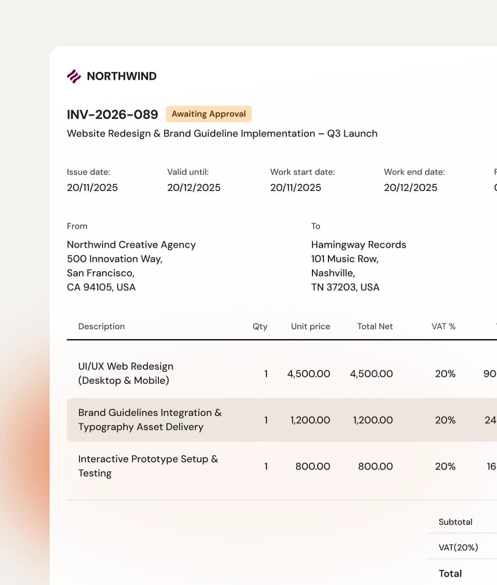 Invoice without leaving the portal