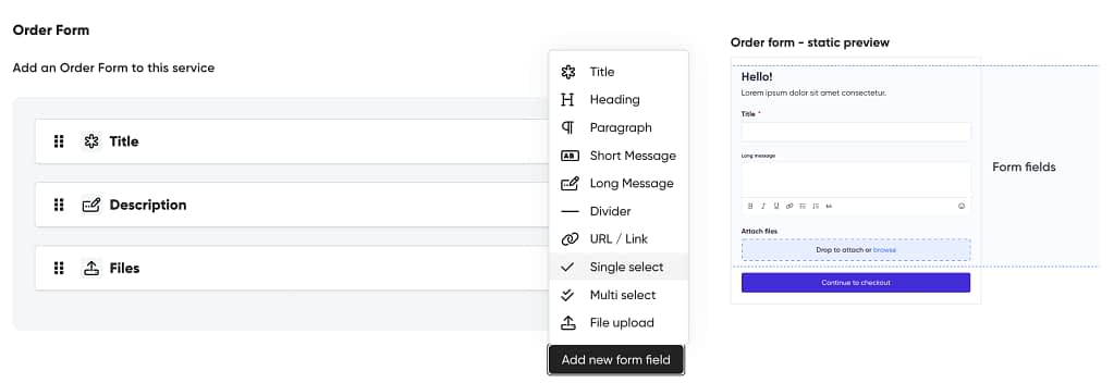 custom order form builder