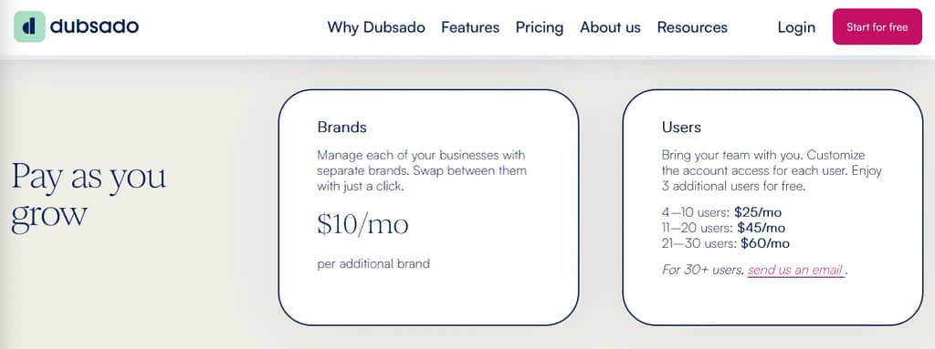 dubsado pricing addons