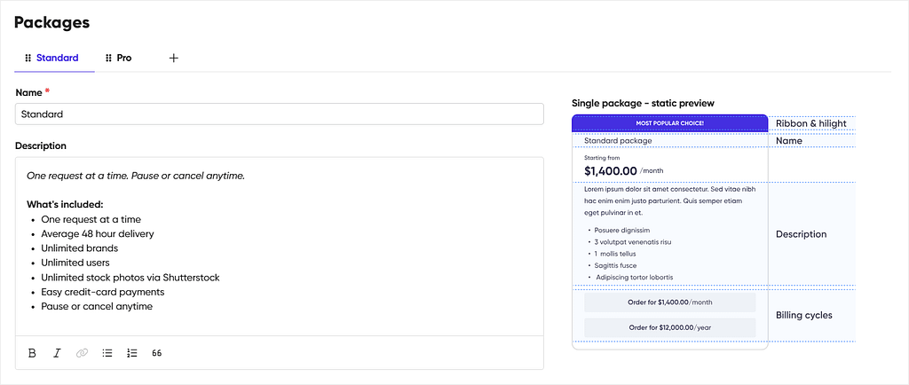Adding subscription packages in Zendo