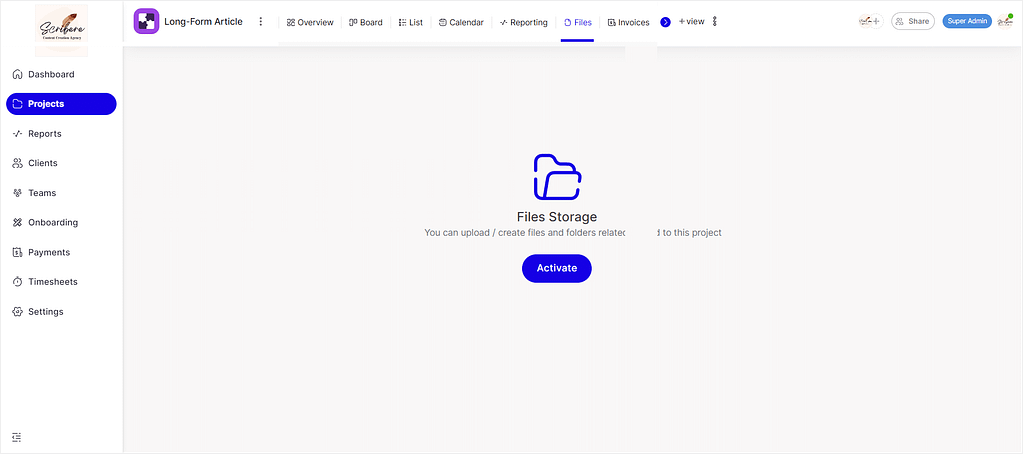 ClientVenue: accessing files in Projects