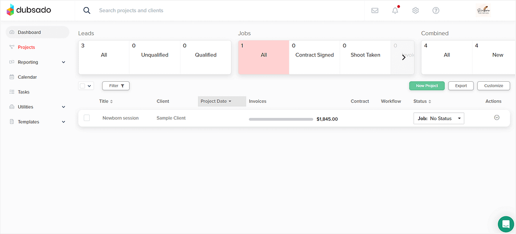 Dubsado's project pipeline