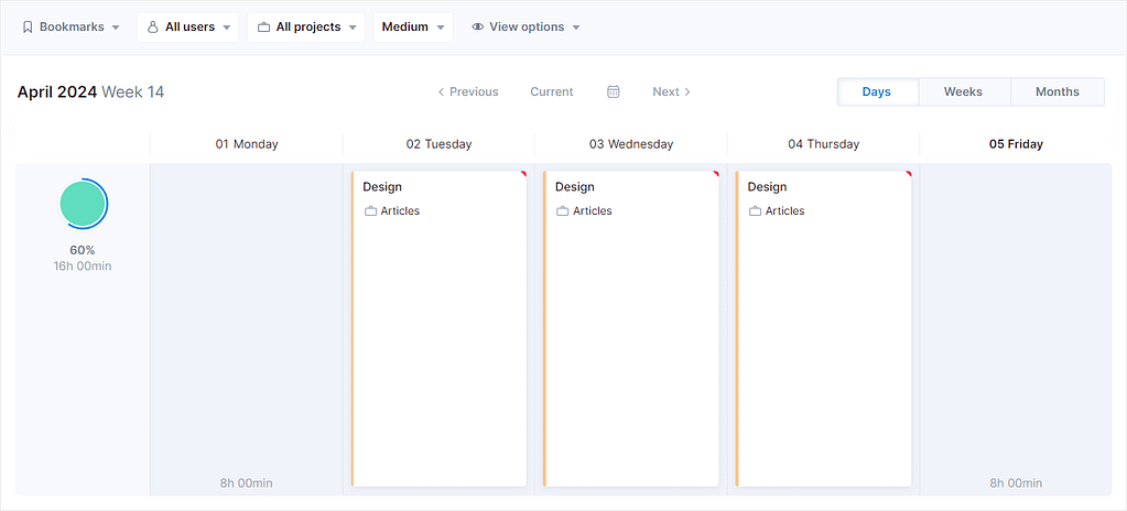 Planning tasks in Scoro