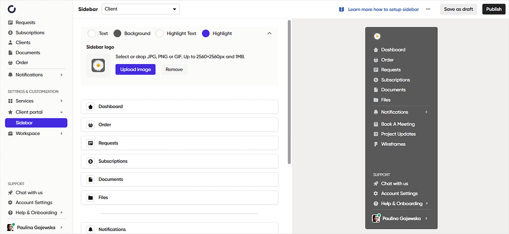 Screenshot of Zendo's sidebar.