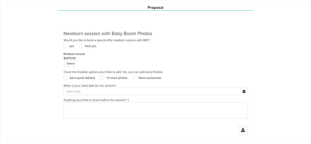 Dubsado's proposal example