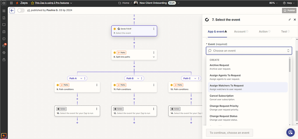 SuiteDash vs Dubsado: screenshot of the Zapier integration