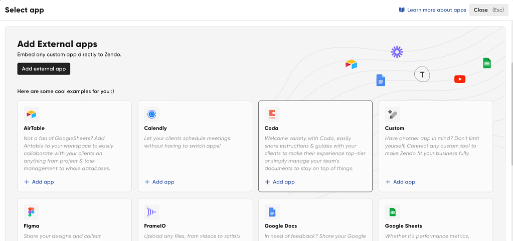 zendo integrations tab