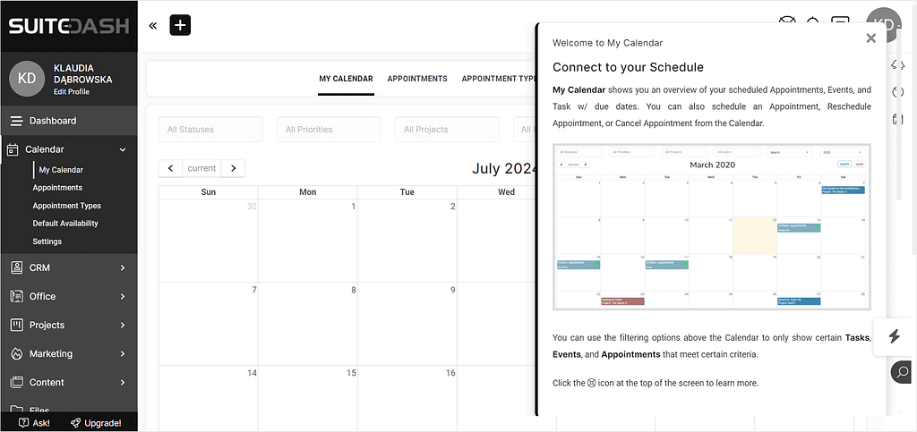 SuiteDash vs Onboarding: screenshot of SuiteDash's onboarding