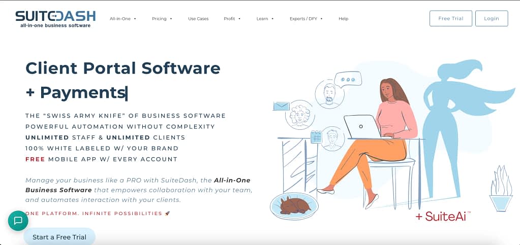 SuiteDash homepage hero section