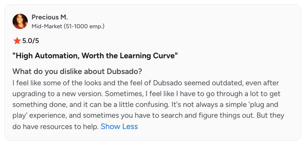 dubsado reviewed for learning curve