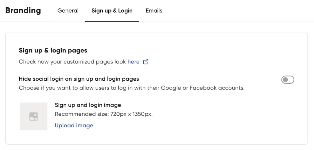 customer portal sign-up page dashboard