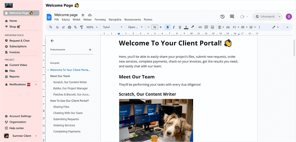 Private pages for clients created in Zendo