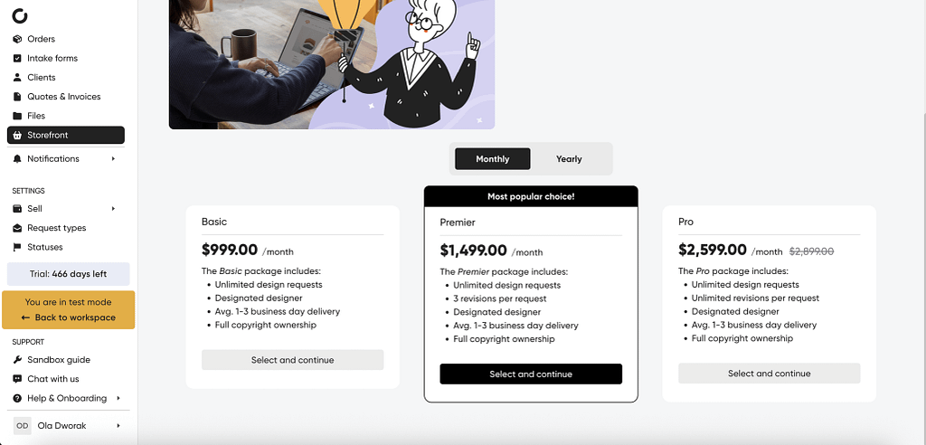 selling services to customers in b2b portal