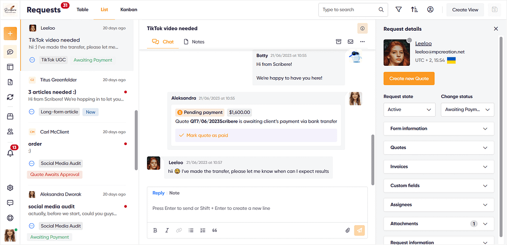 Zendo's real-time chat