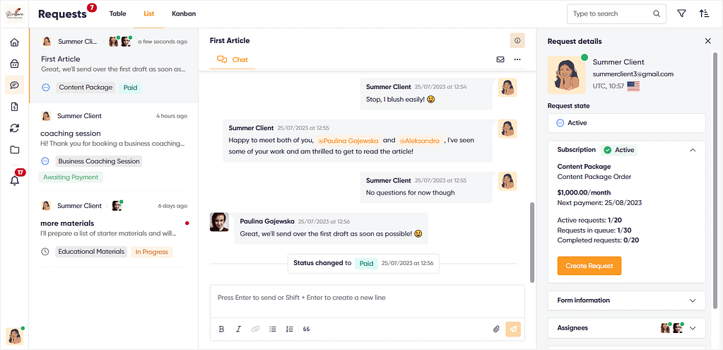 Zendo's real-time chat