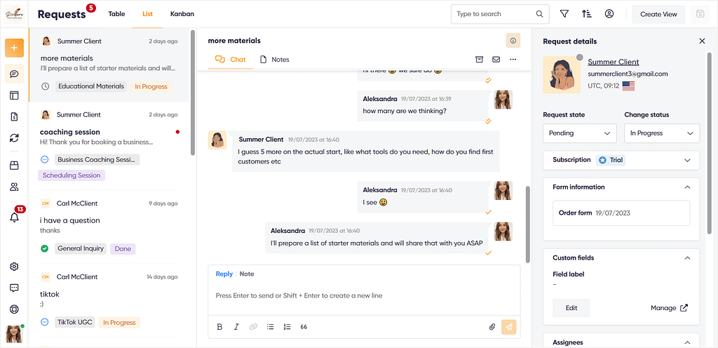 Zendo's real-time chat that reduces back-and-forth emails