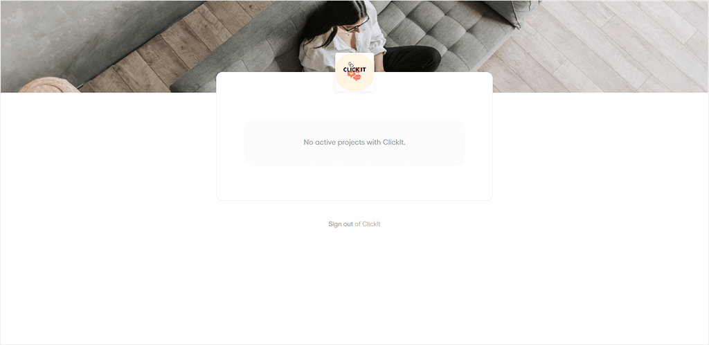 Bonsai's empty client portal view when no projects have been added