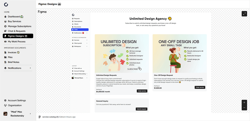Figma embedded in Zendo's client portal