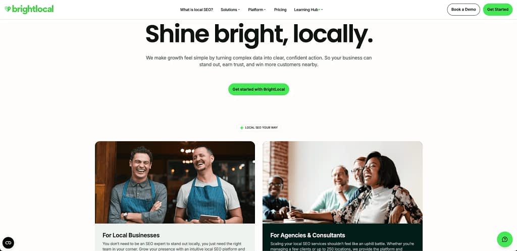 BrightLocal homepage screenshot.