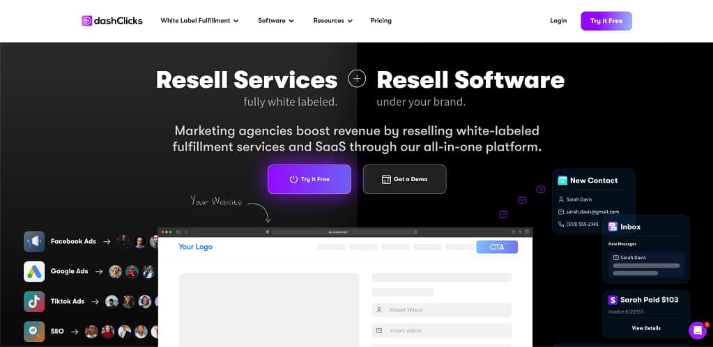 DashClicks homepage