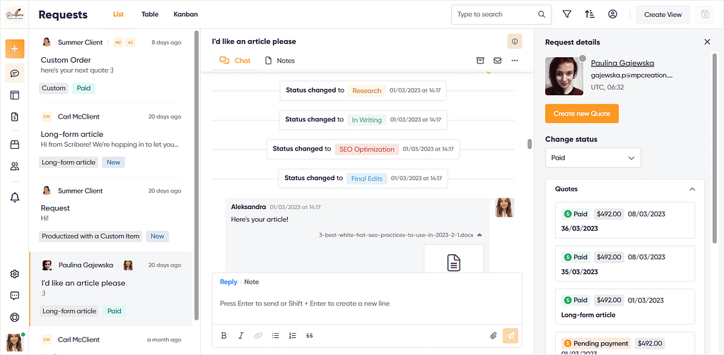 A different option from Sprout Studio and HoneyBook: Zendo example