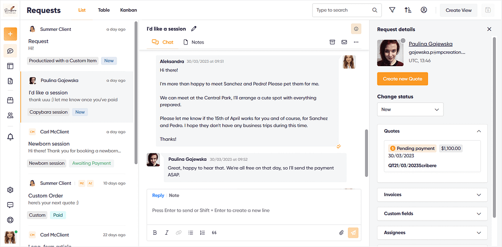 Zendo's chat for client & team communication