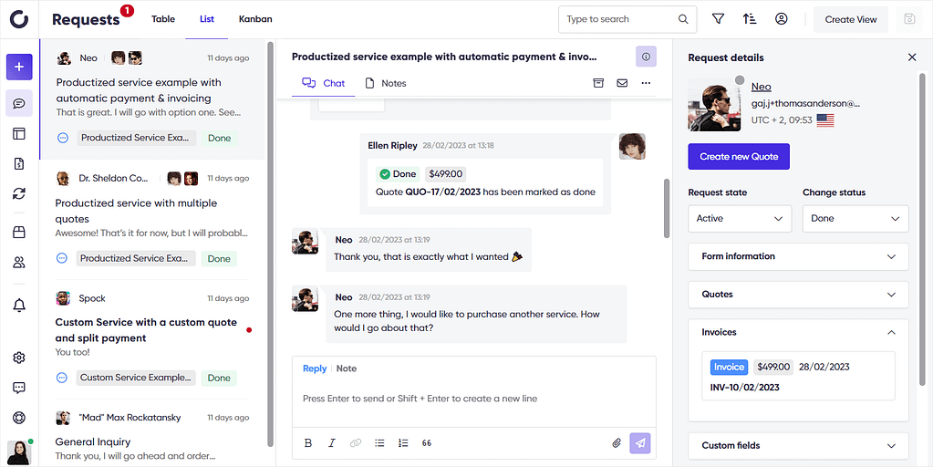 Screenshot of Zendo's Request in chat.