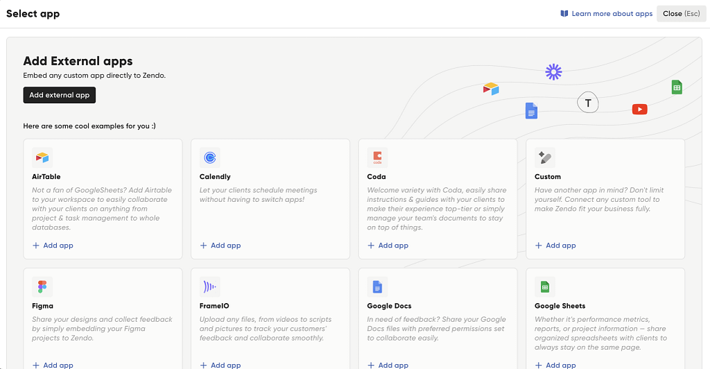 embedding apps in client portal