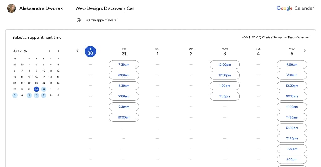 creating calendar for calls and meets
