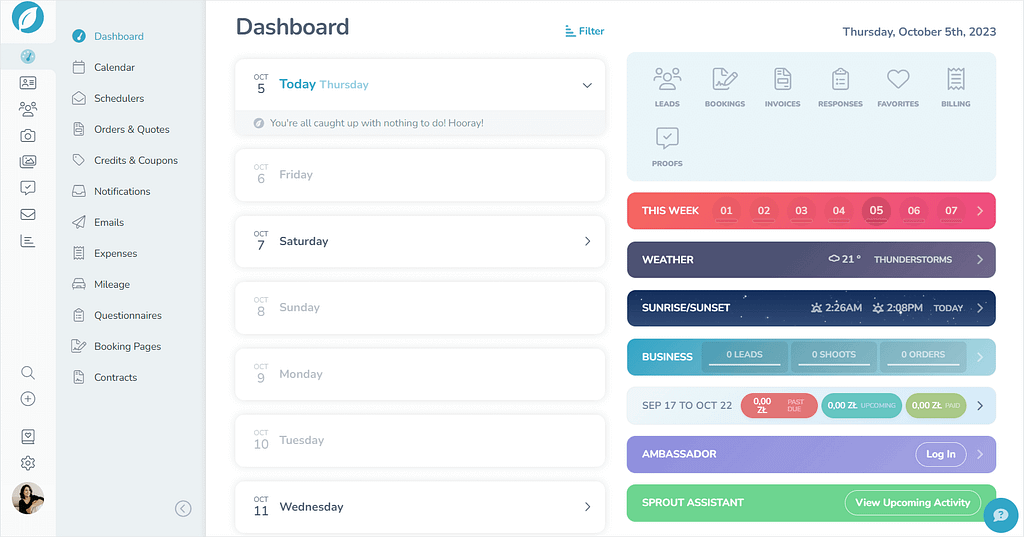 Screenshot of Sprout Studio's dashboard.