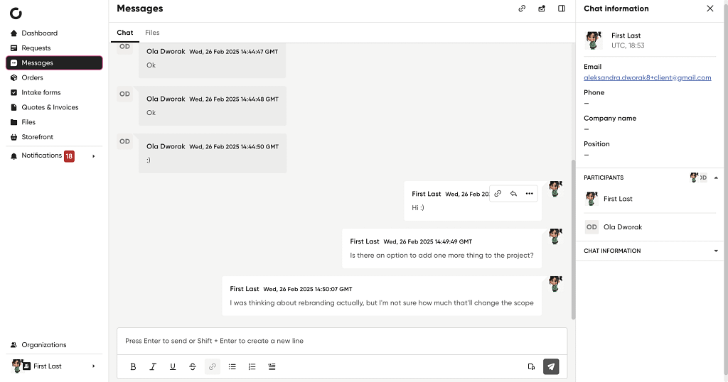 client portal chat instead of back and forth emails