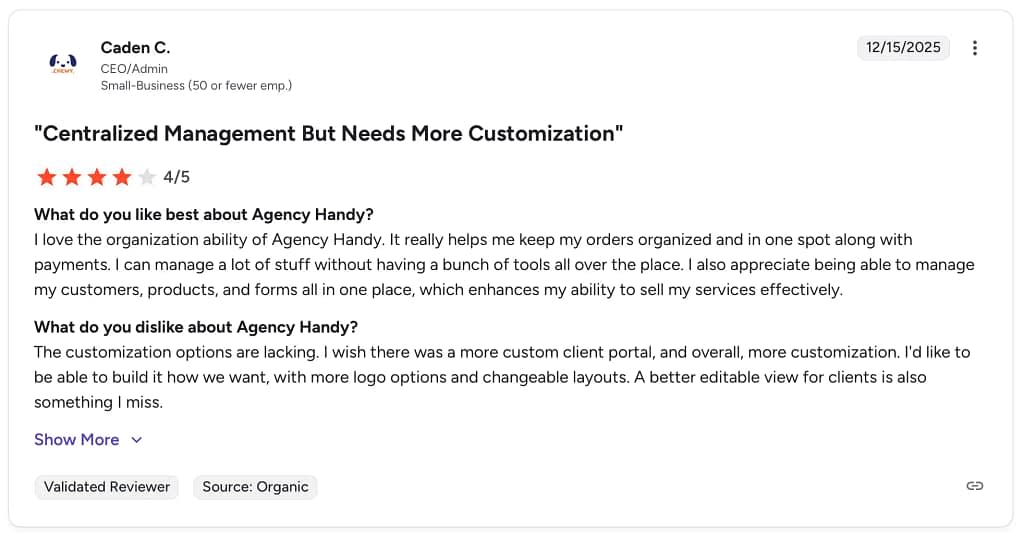 agency handy user review