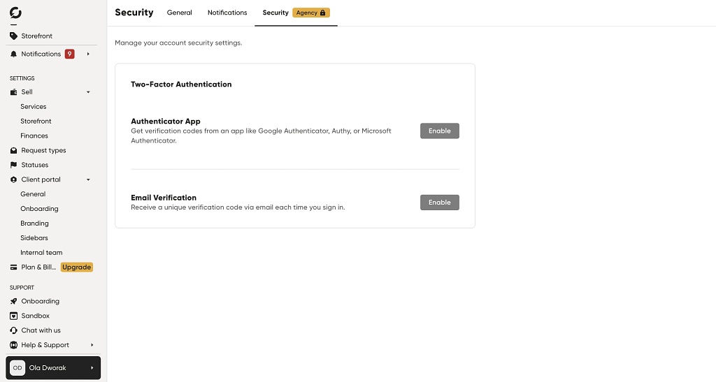 security measures in client portal