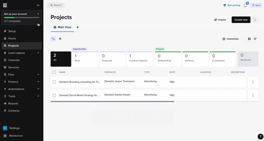 project module in dark mode