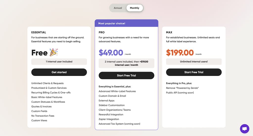 selling services in tiers with a client portal