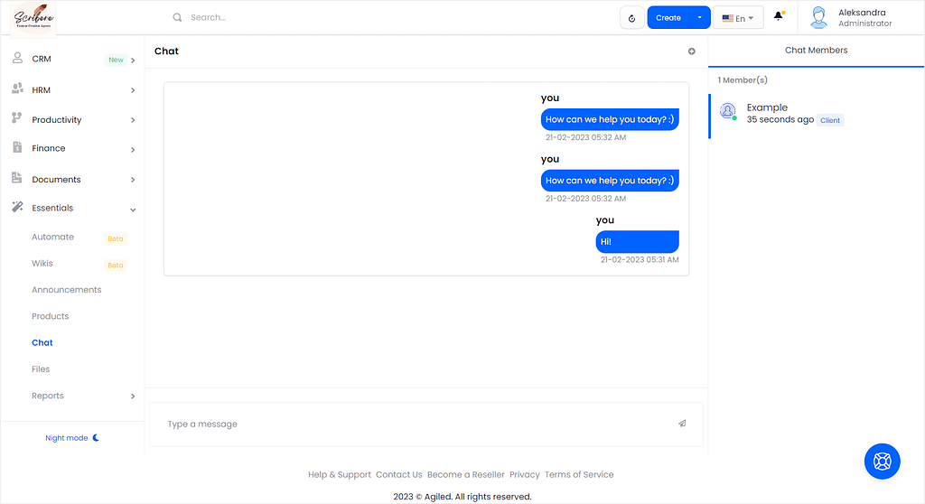 Agiled Chat Example
