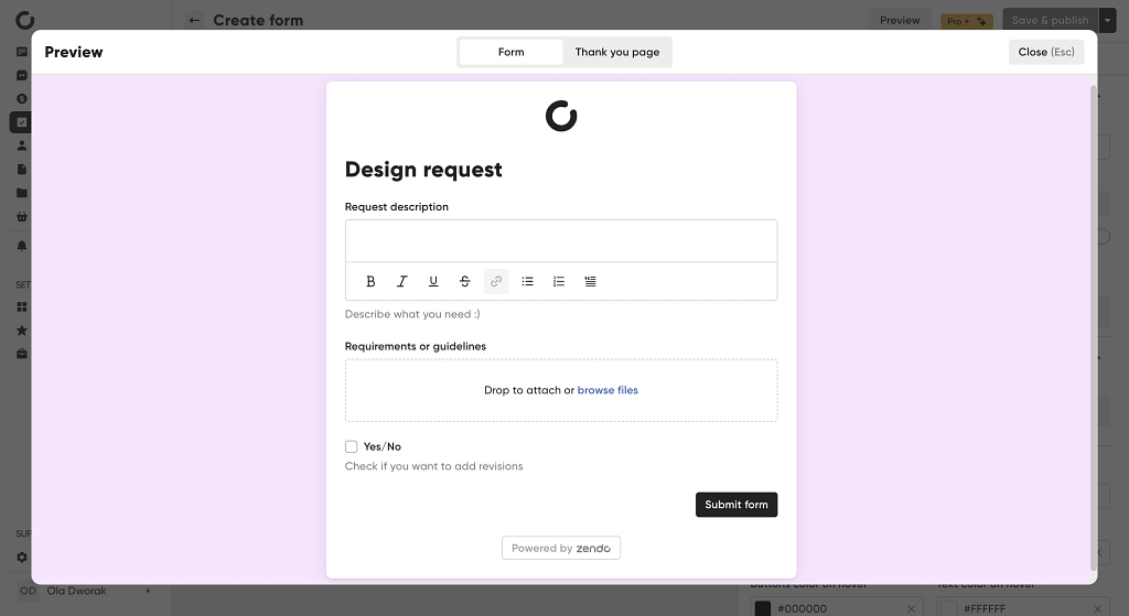 intake form for potential client 