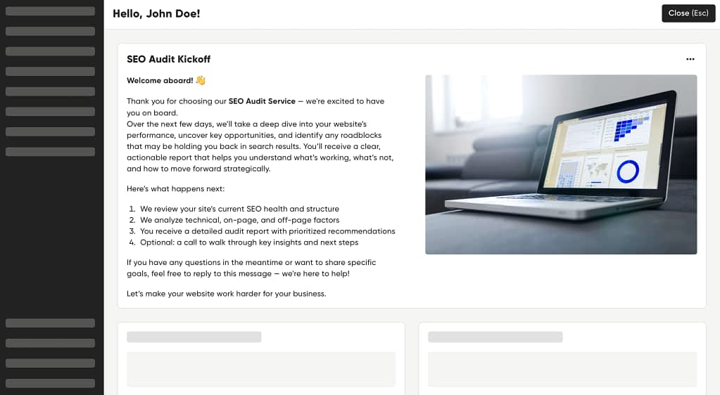 An example of a simple client onboarding in Zendo