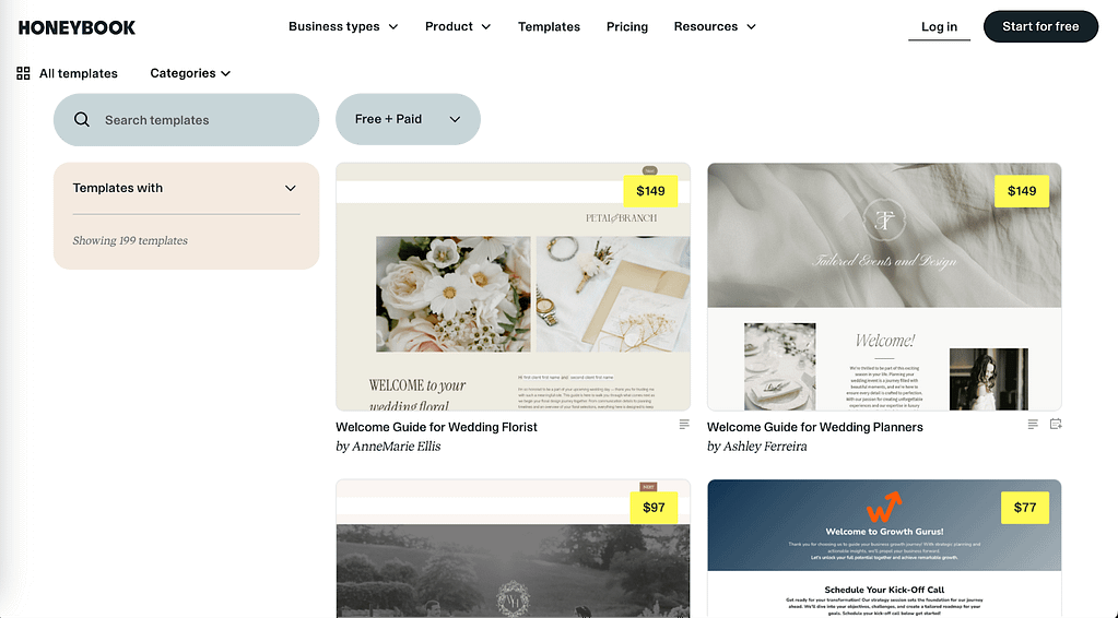 honeybook templates