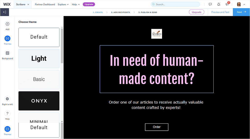 ascend by wix pricing analysis: email marketing example
