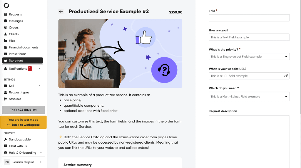 setting up a storefront in client portal zendo