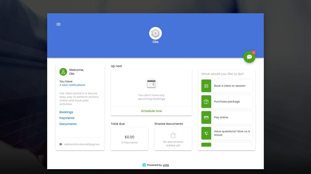 vcita portal design
