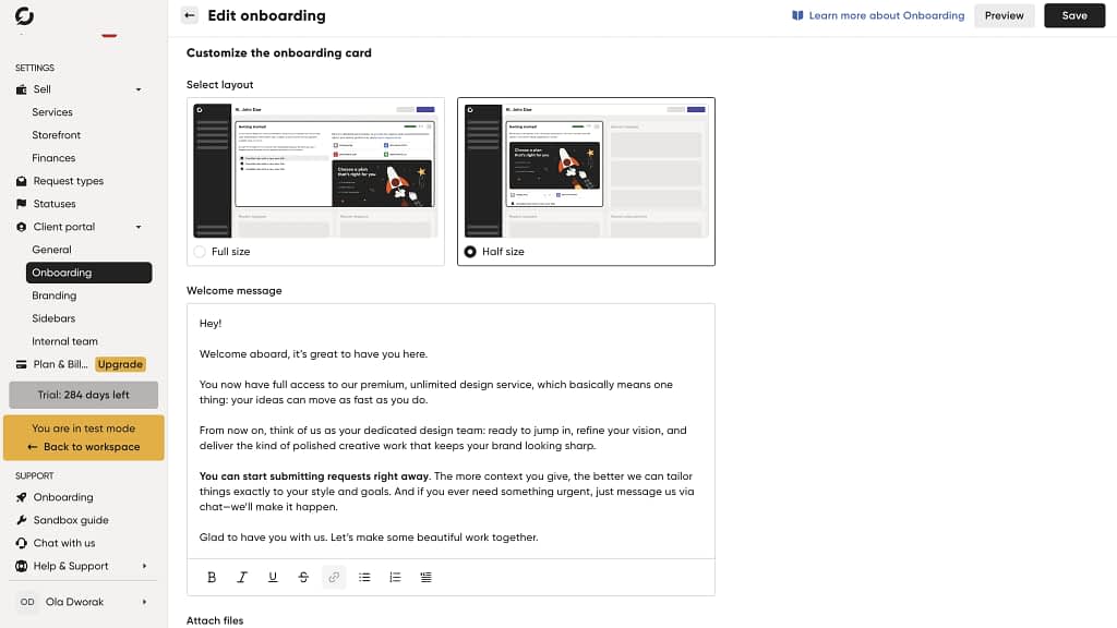 creating client onboarding