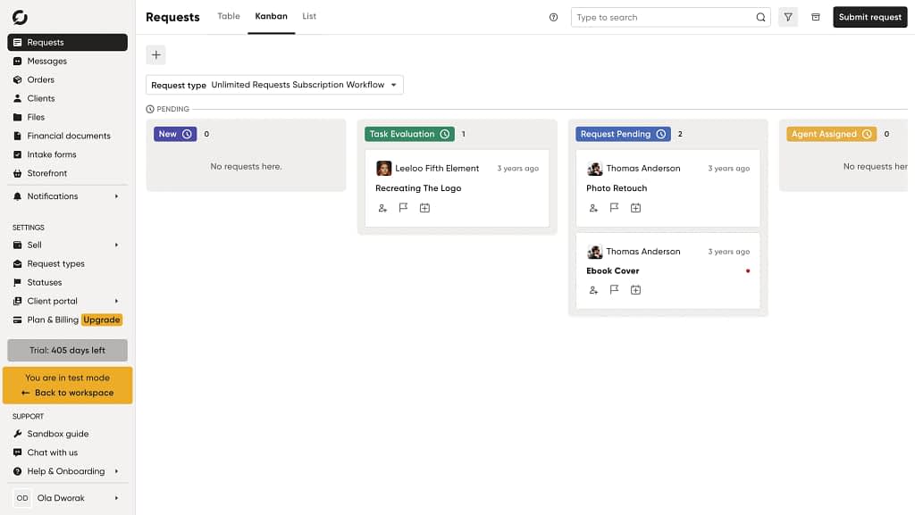 kanban for client requests
