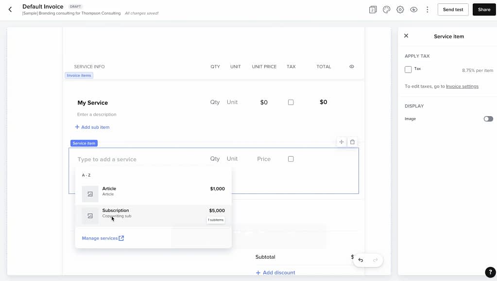 invoices feature