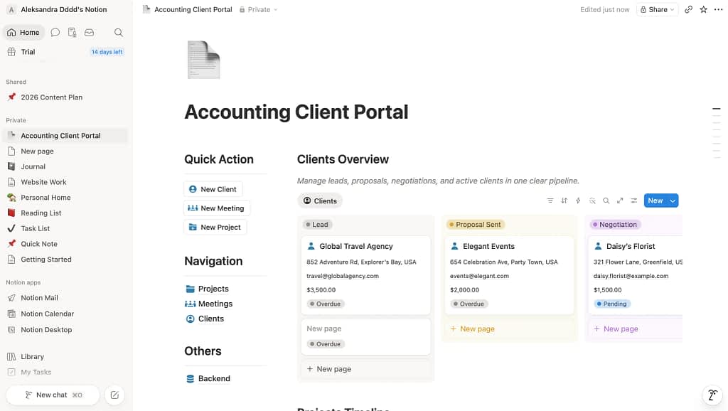 notion client portal view