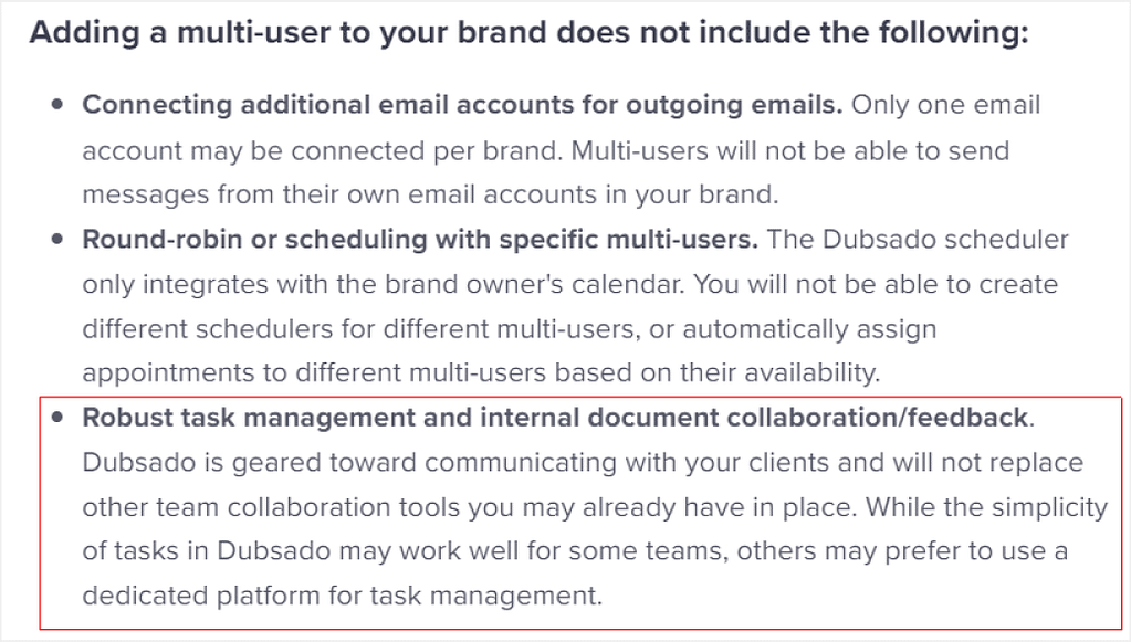 dubsado team communication comment