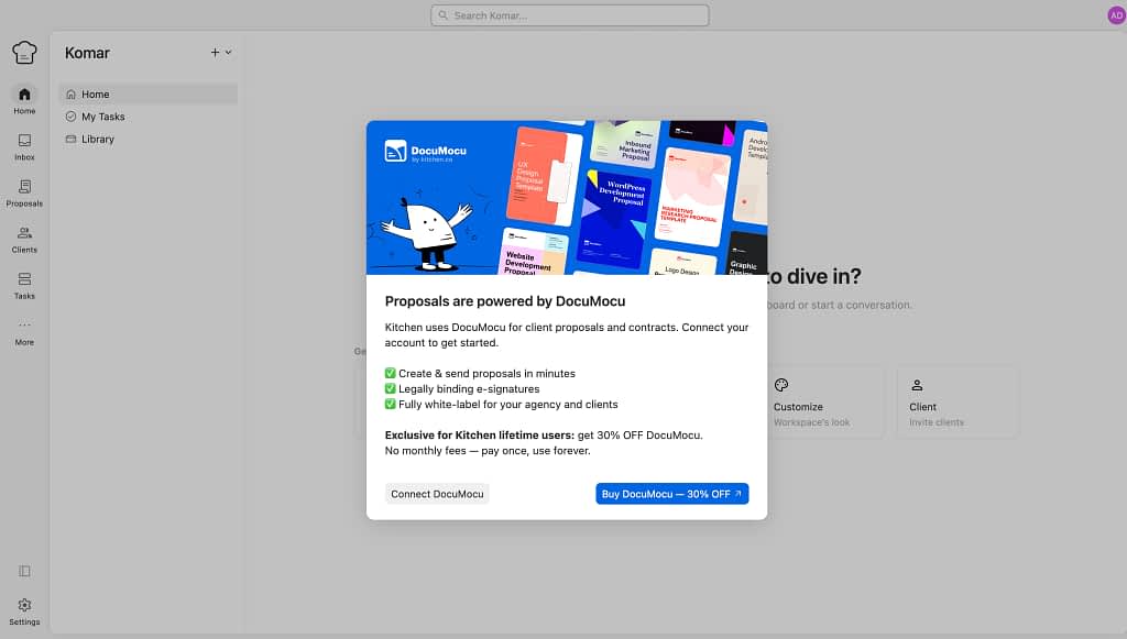 third-party integration for proposals in kitchen.co