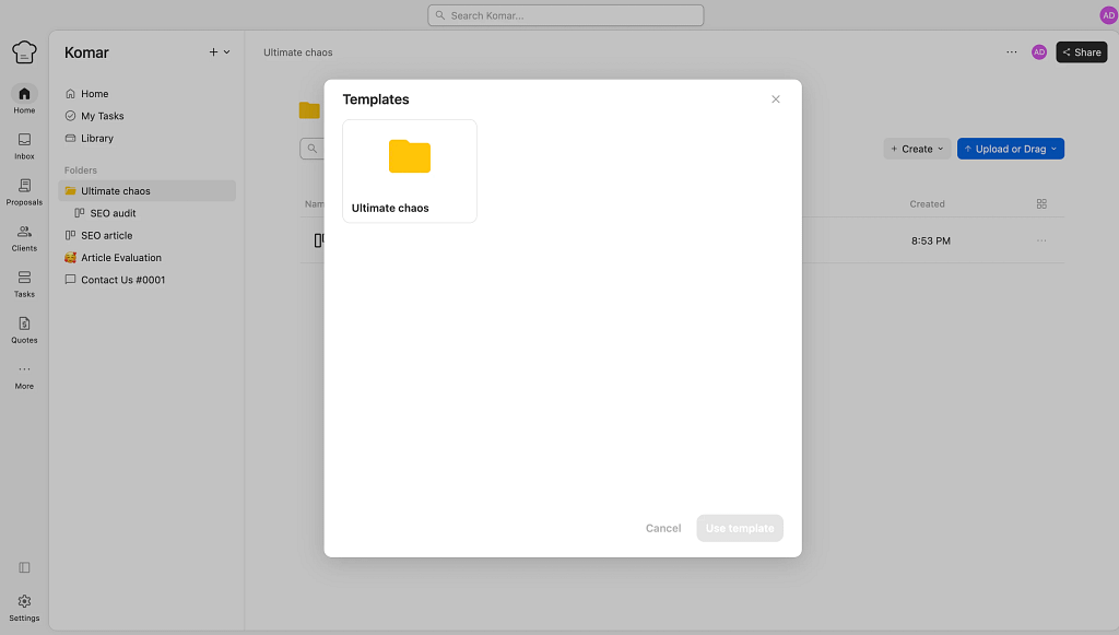unusual folder structure in kitchen portal